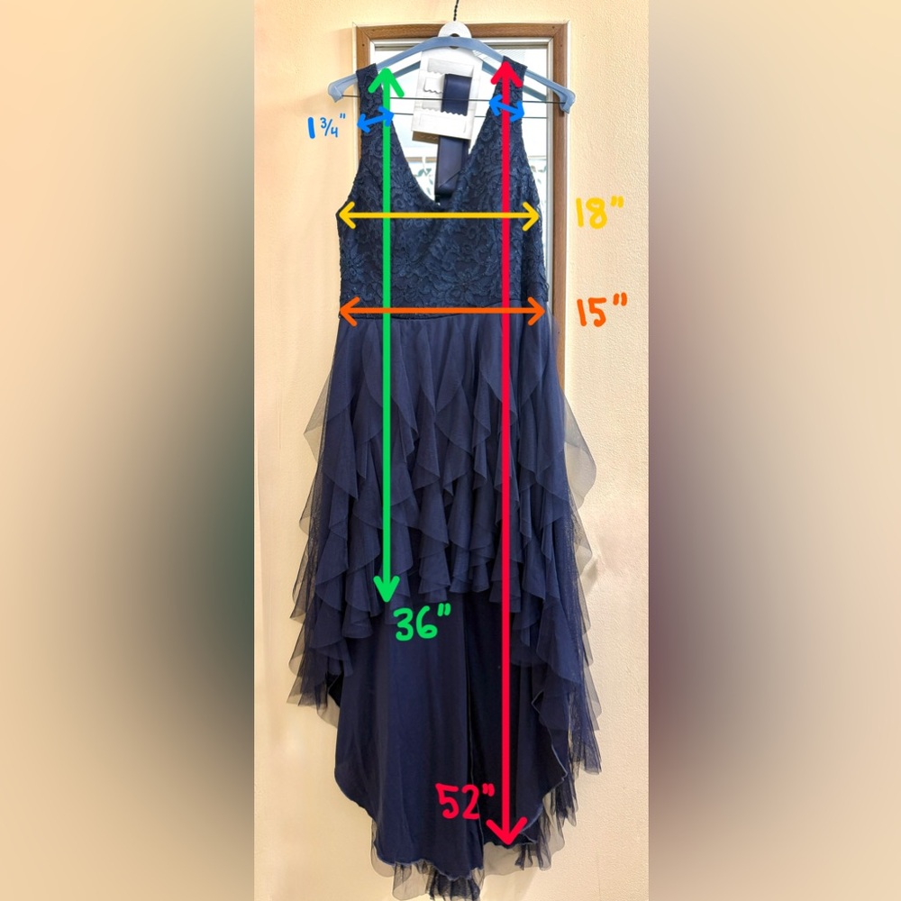 HP 💙 Le Château Navy V-Neck High-Low Dress - Perfect Grad dress 👗🎓 - Picture 6 of 6